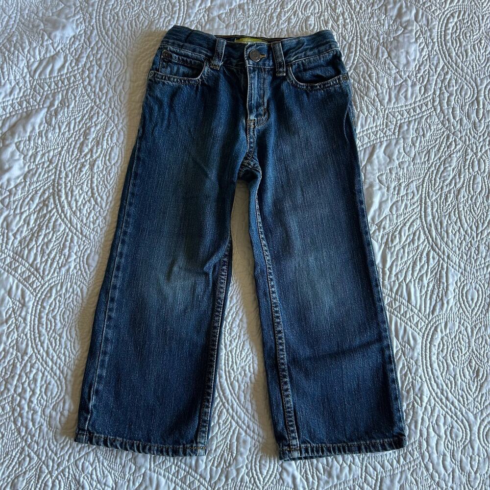 Old Navy Toddler Boys Straight Droit Cotton Adjustable Waist Blue Jeans 4T 4A